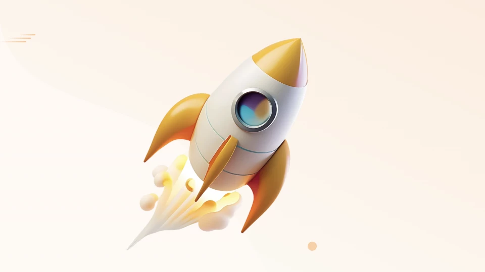 The Filament logo. An orange and white rocket with a comic look.